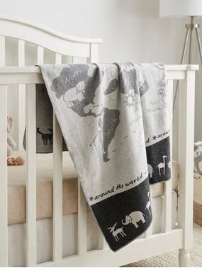 Super Cute David Fussenegger Grey Around the World Blanket/Throw